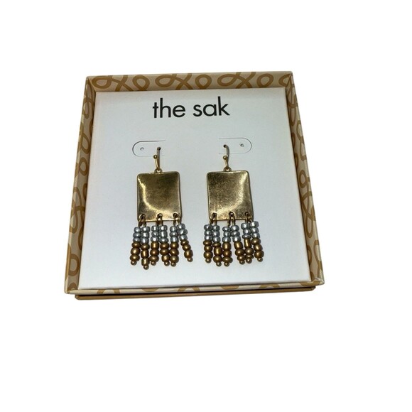 The Sak Jewelry - Tribal Brass Tassel The Sak Geometric Silver Tone Two Tone Beaded Earrings